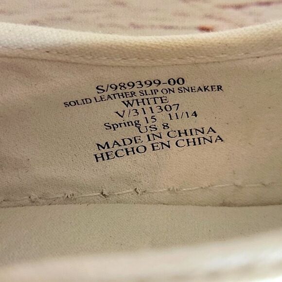 GAP White Leather Slip On Sneakers Size 8 - Picture 6 of 8